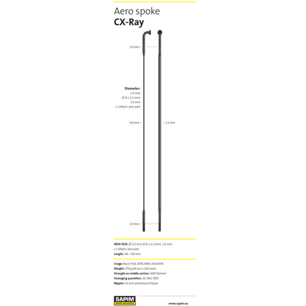 Raio 240 - 270 SAPIM CX-Ray Inox - 14G - J - BK
