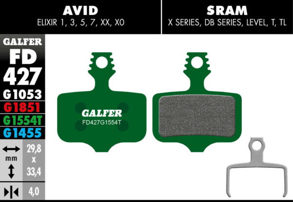 Pastillas GALFER Avid Elixir/ Sram XX/ AXS FD427G1554T -PRO