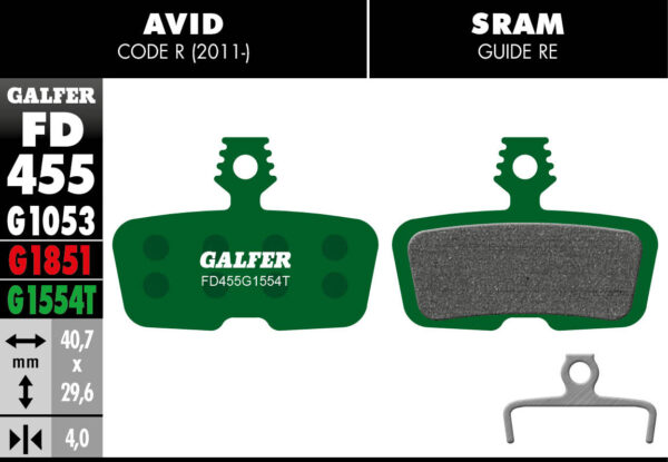 Pastilhas GALFER Avid Code R (&lt;2011) FD455G1554T -PRO