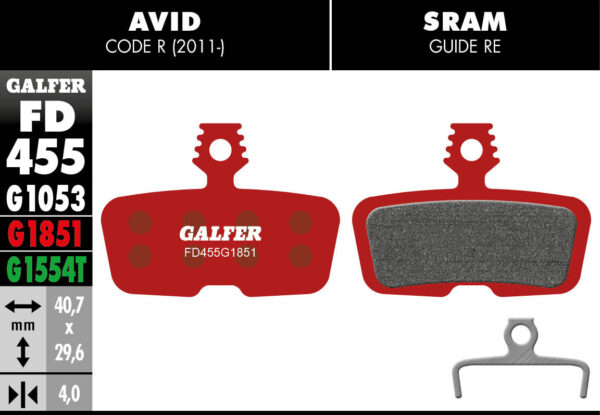 Pastilhas GALFER Avid Code R (<2011) FD455G1851 -ADV