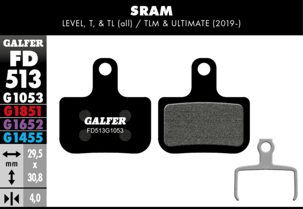 Pastilhas GALFER Sram Level (30 sets) FD513P1053 -STD